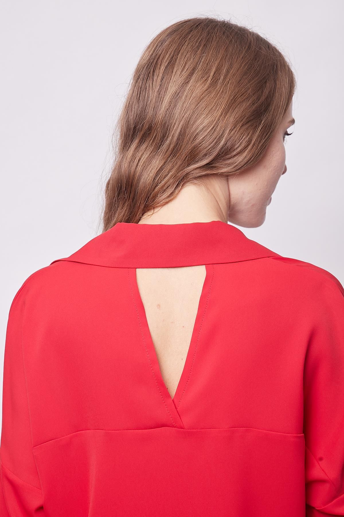 Jument-Stylish Red Long Sleeve Shirt with Epaulettes - Backless, Lycra Free 6