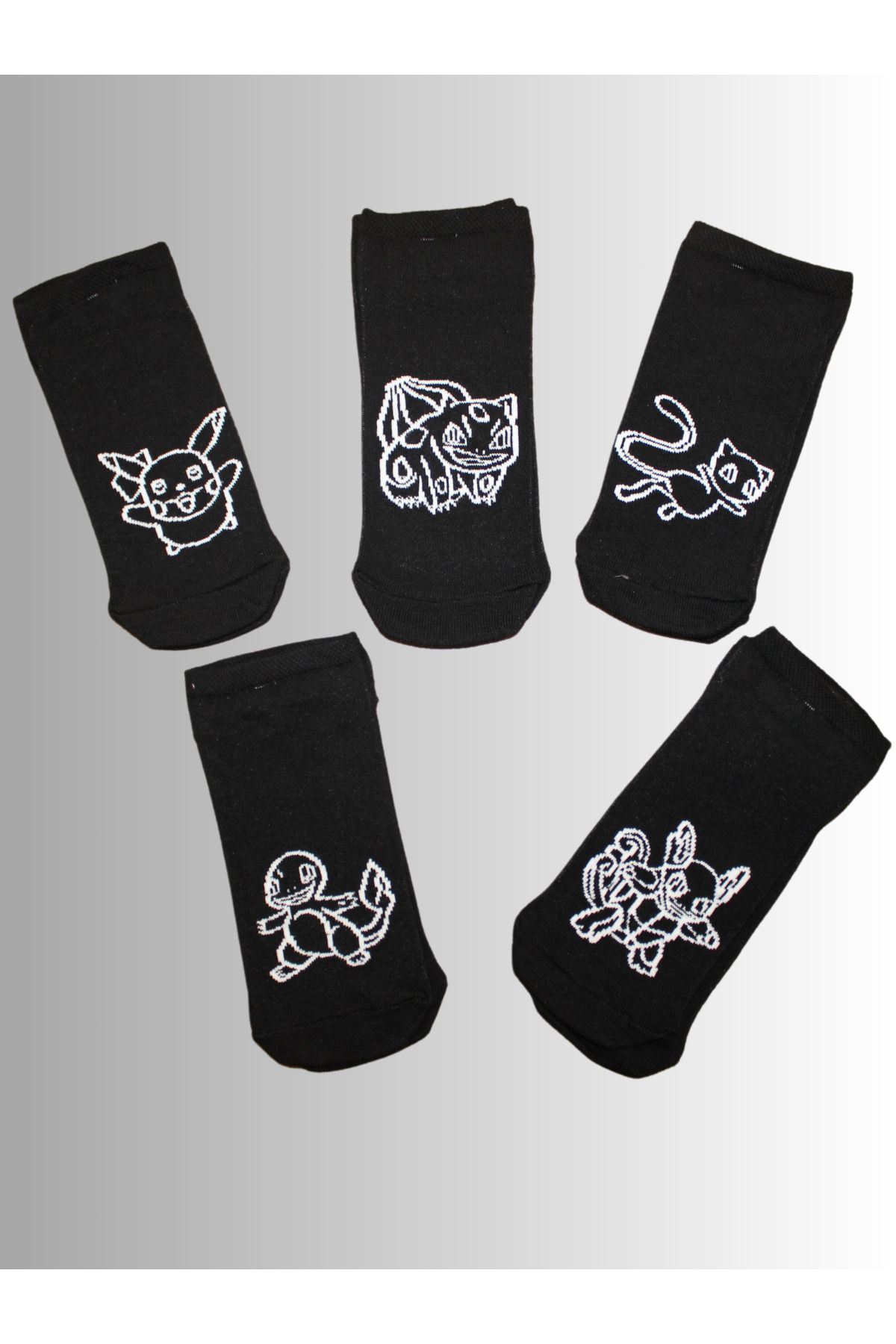 socksbox-Pachet de 5 șosete ghetuțe negre cu model de caractere/calitate premium/36-43 1