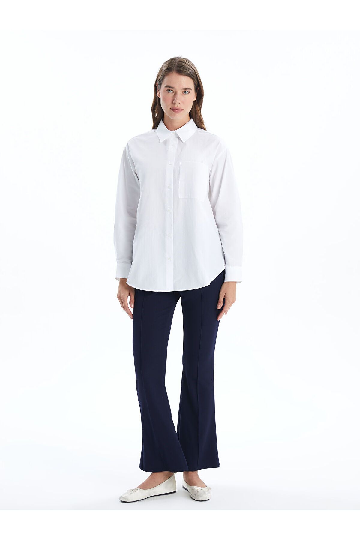 LC Waikiki-Lcw Plain Langarm-Oversize-Popeline-Damenhemd 2