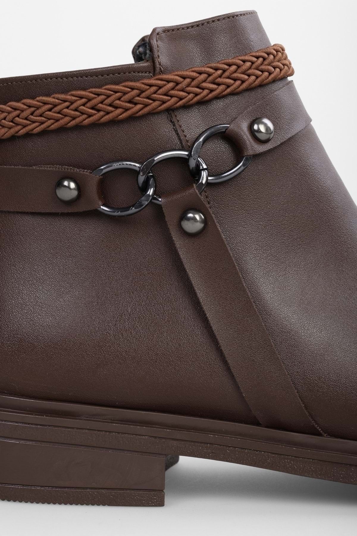 Shoeberry-Damskie brązowe skórzane buty Riley 5