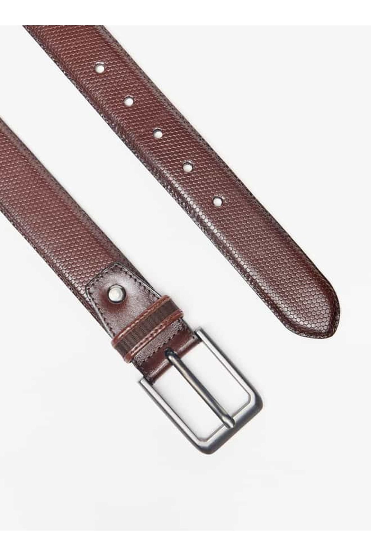 Duchini-Textured Leather Belt with Pin Buckle Closure 4