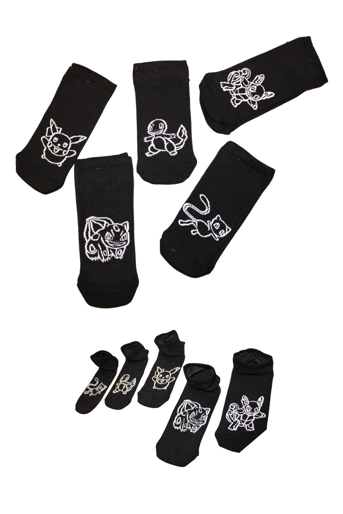 socksbox-Pachet de 5 șosete ghetuțe negre cu model de caractere/calitate premium/36-43 2