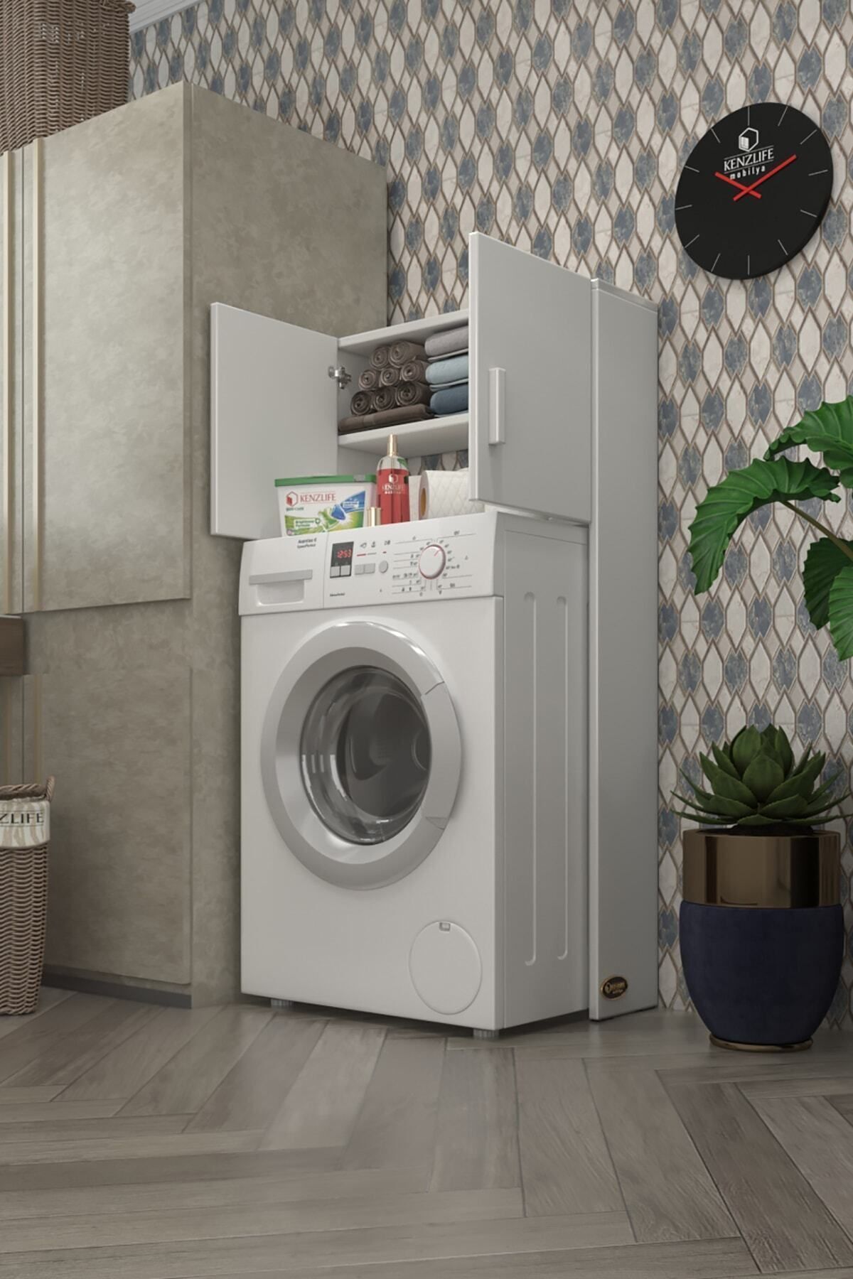 Kenzlife çamaşır makinesi dolabı svetlana byz 130*066*20 banyo ofis