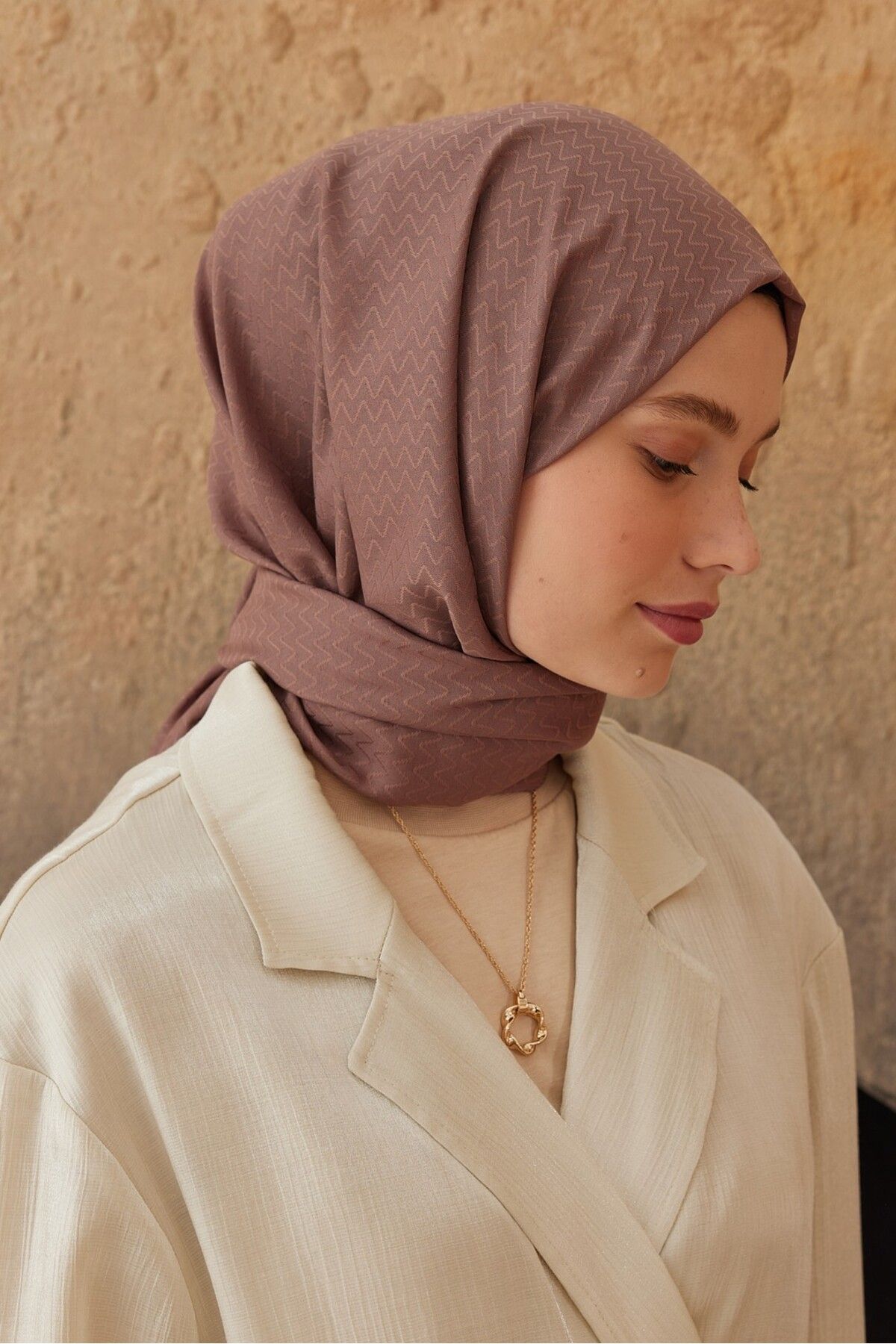 Modakaşmir-Soft Jacquard Series Zigzag Pattern Shawl 3