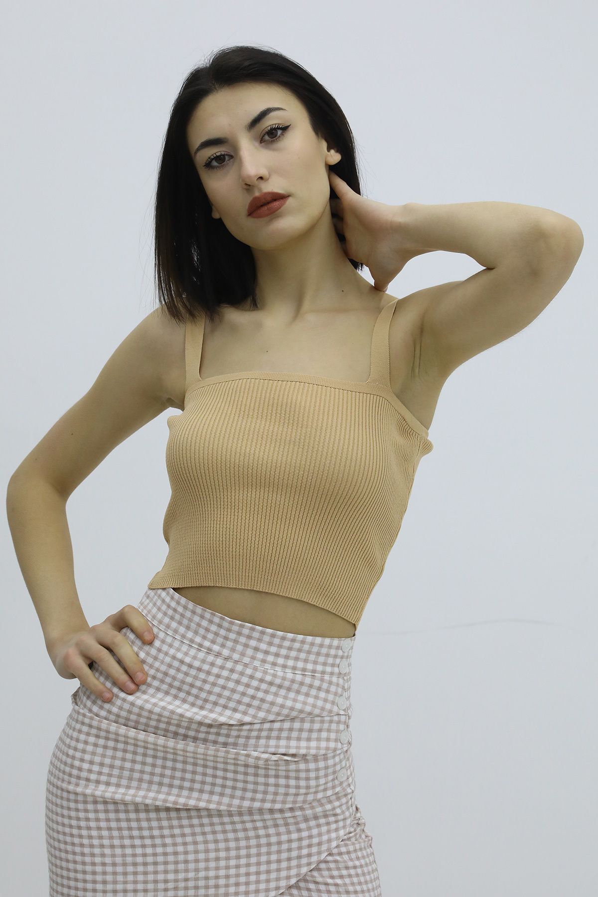 E-RICH Askılı Triko Büstiyer Vizon - P-019917