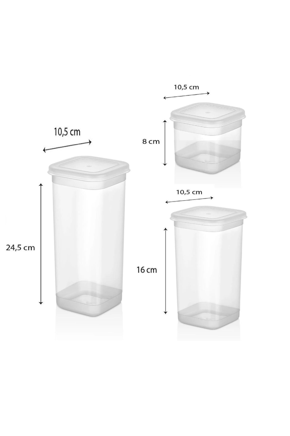 Kapris-White Food Container - Set of 3 (1700ml 1100ml 500ml) 3