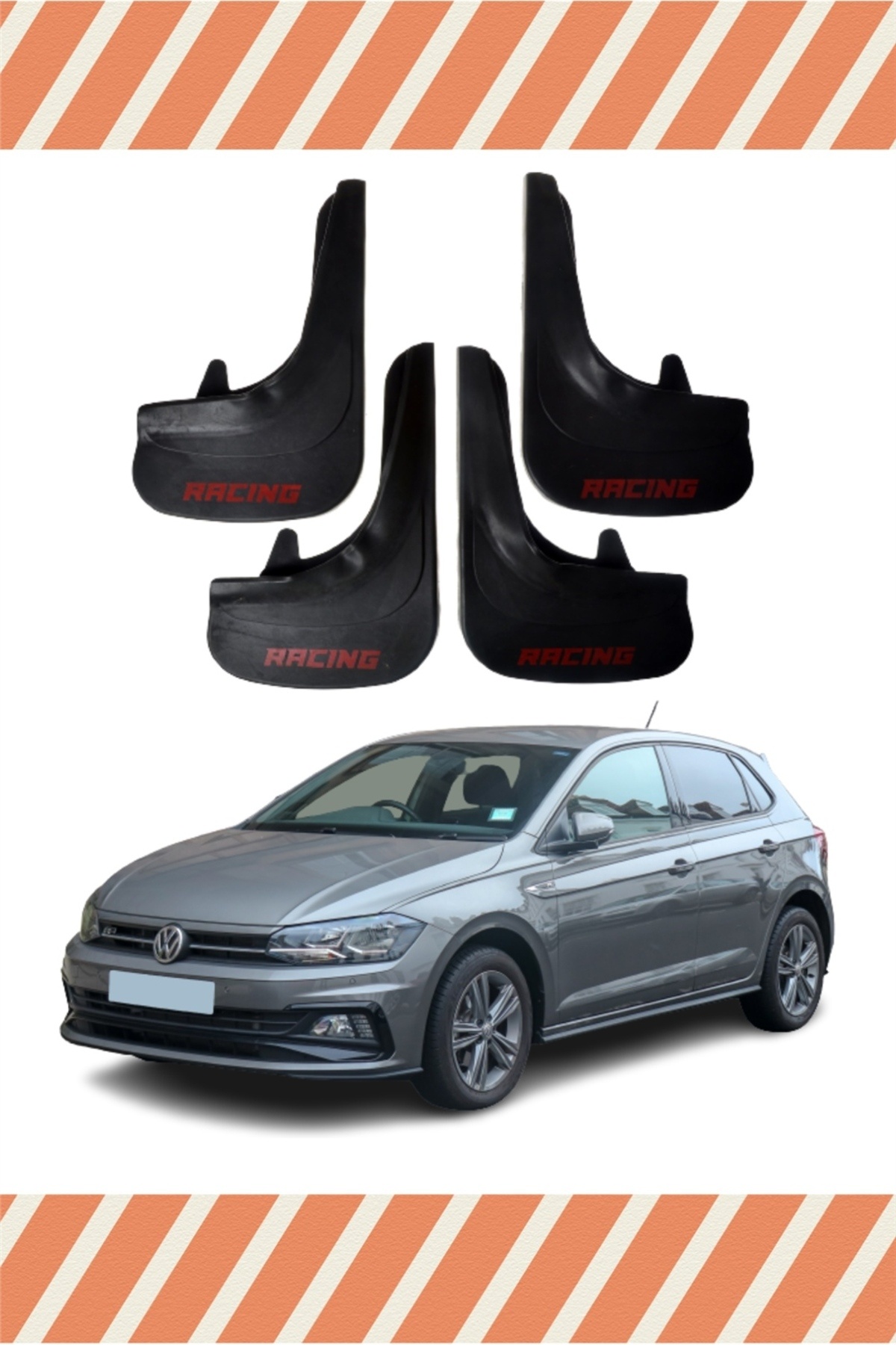 EGEUNIFORM Volswagen Polo Racing Yazılı 4'lü Tozluk Çamurluk Paçalık