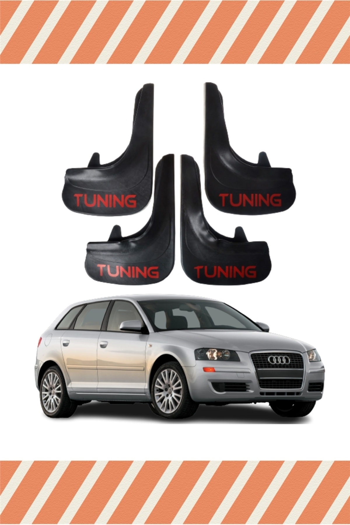EGEUNIFORM Audi A3 Uyumlu 4'lü Tunıng Yazılı Tozluk Çamurluk Paçalık