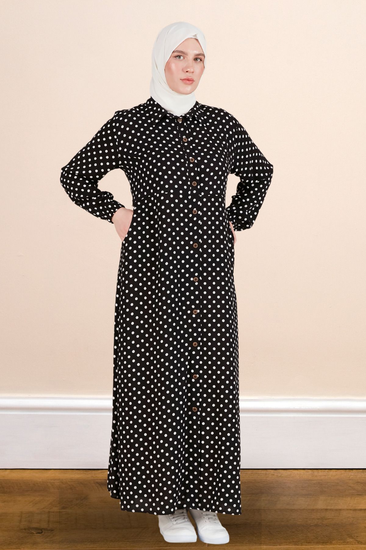 Ferace-Plus Size Women's Polka Dot Dress 1