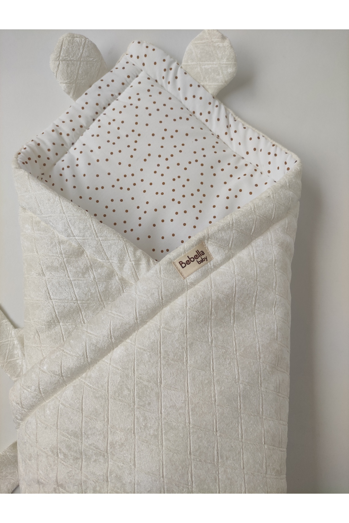 Bebella Ekru Bebek Battaniyesi Mevsimlik Hastane Çıkışı Yenidoğan Kundağı Hediyelik %100 Pamuklu Oyun Matı fotoğrafı 3 (önizleme)