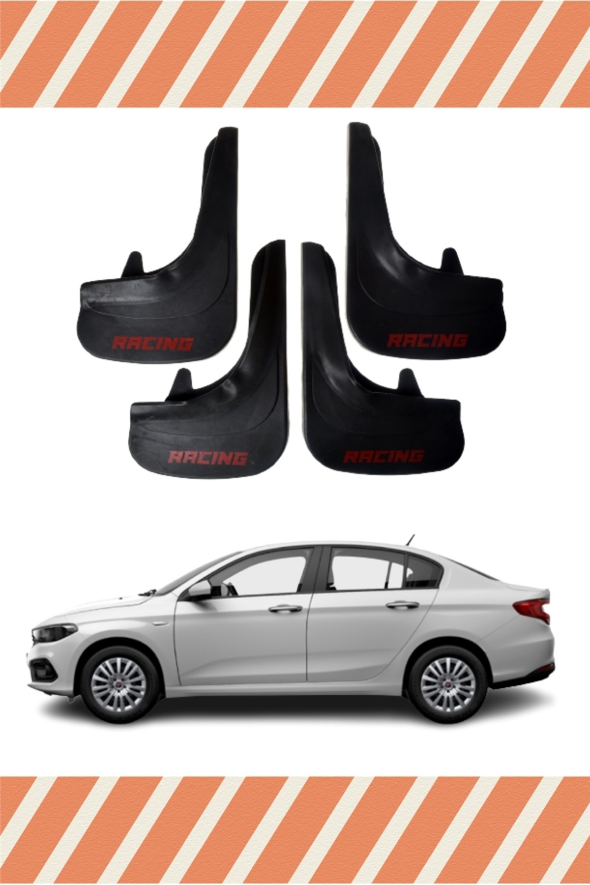 AK-SA-STR Fiat Egea Sd Tüm Kasalar Racing Yazılı 4'lü Tozluk Çamurluk Paçalık