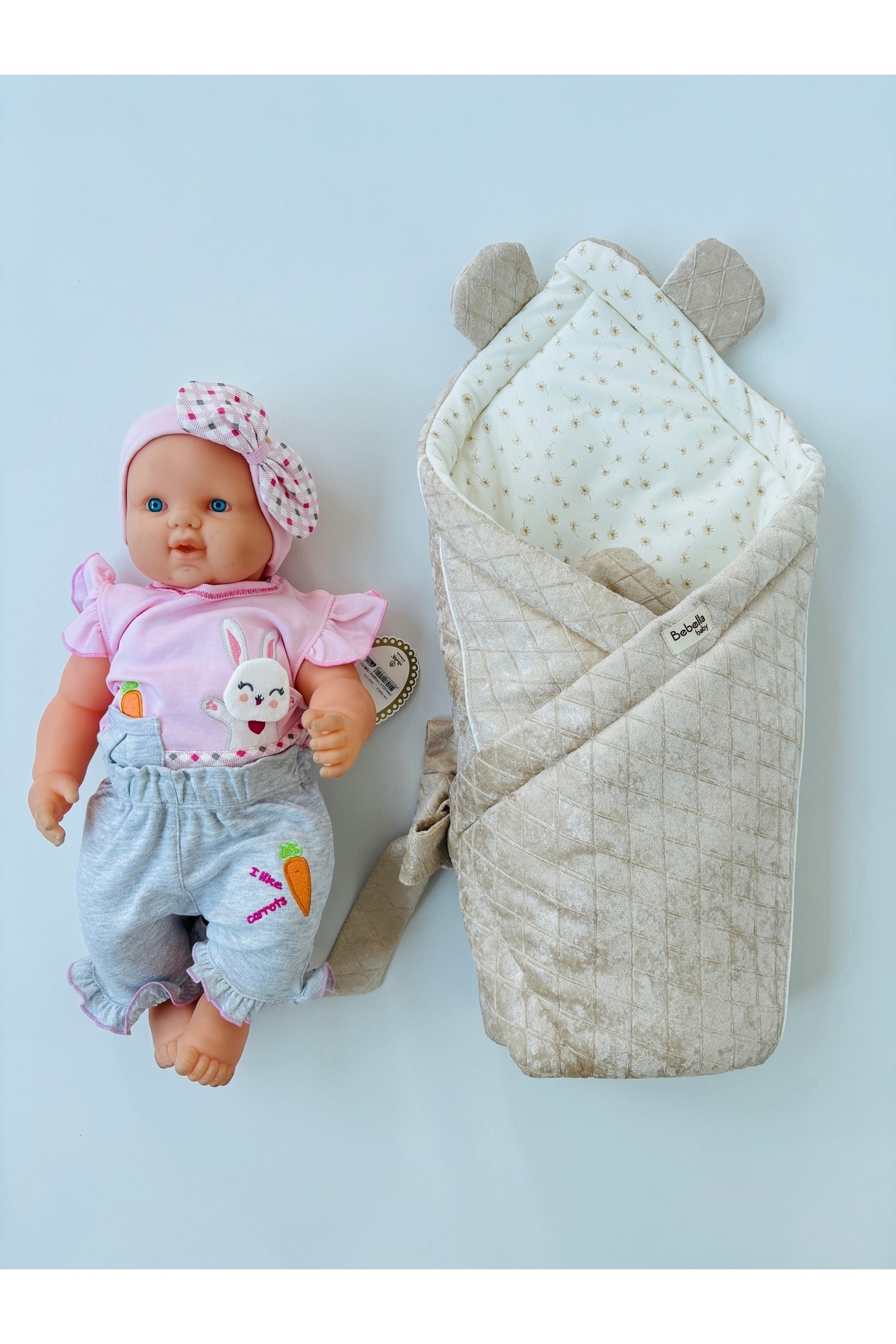 Bebella S.kahve Bebek Battaniyesi Mevsimlik Hastane Çıkış Yenidoğan Kundağı Hediyelik %100 Pamuklu Oyun Matı fotoğrafı 2 (önizleme)