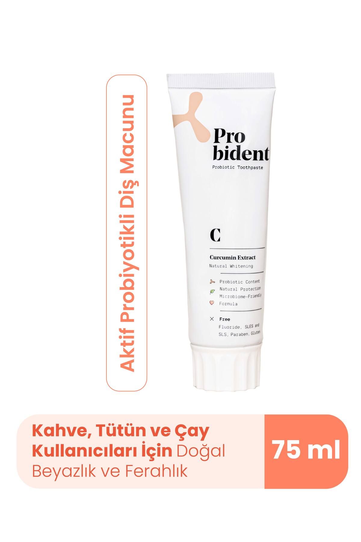 Probident-مجموعة التنظيف الطبيعية - معجون أسنان بخلاصة الكركم البروبيوتيك النشط وفرشاة أسنان مغطاة بملح الهيمالايا 2