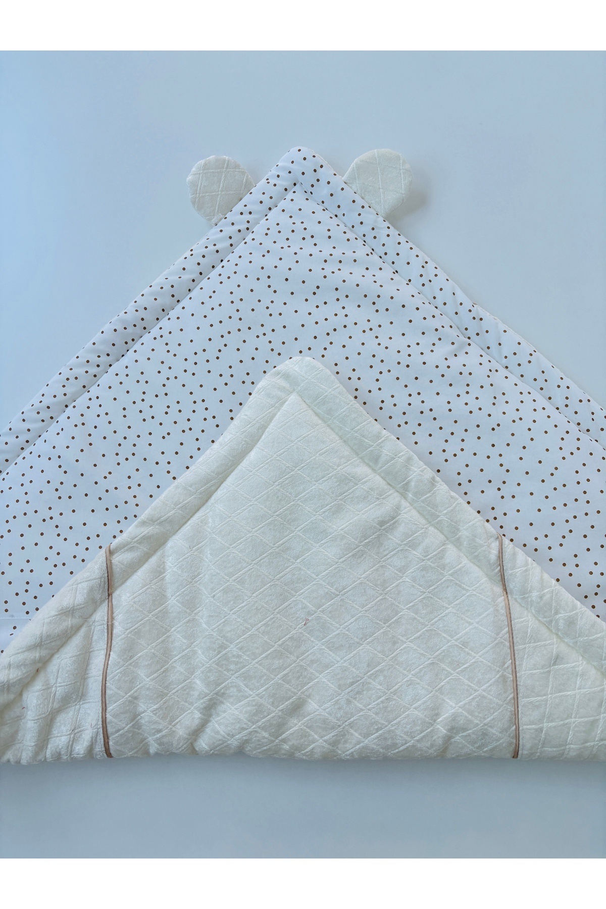 Bebella BEBEK BATTANİYESİ BEBEK KUNDAĞI AYICIK KULAKLI ŞERİTLİ PAMUKLU BEBEK ÖRTÜSÜ OYUN MATI HEDİYELİK fotoğrafı 6 (önizleme)