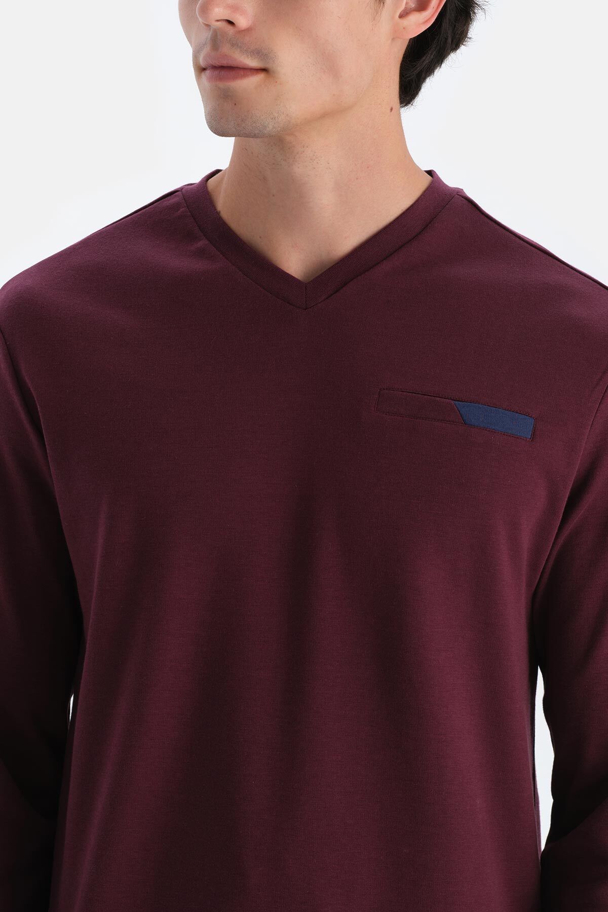 ست پیژامه مردانه مجموعه لباس خواب BORDEA V NECK FLETO POCKET T SHIRT PANTS Dagi