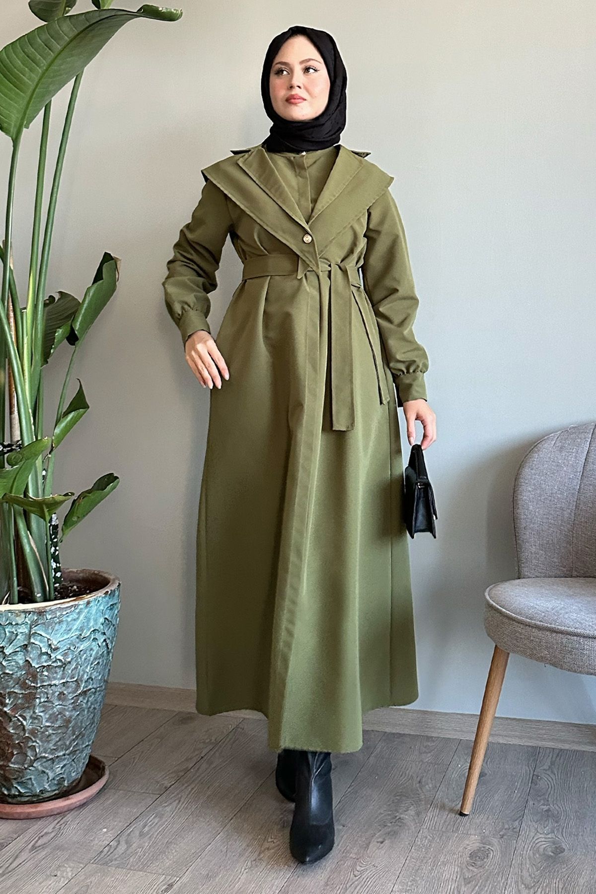 InStyle-Khaki-Trenchcoat mit Bolero-Gürtel 1