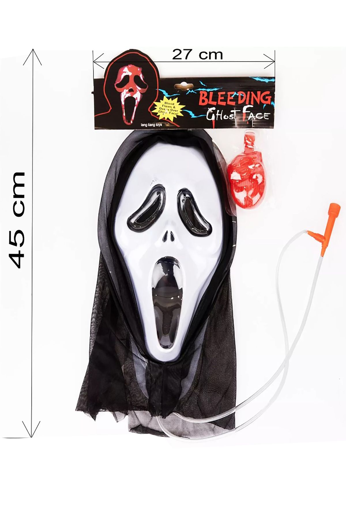 Parti dolabı-Halloween Special Scream Mask with Blood Effect - Scream Scary Bleeding 45X27Cm 3