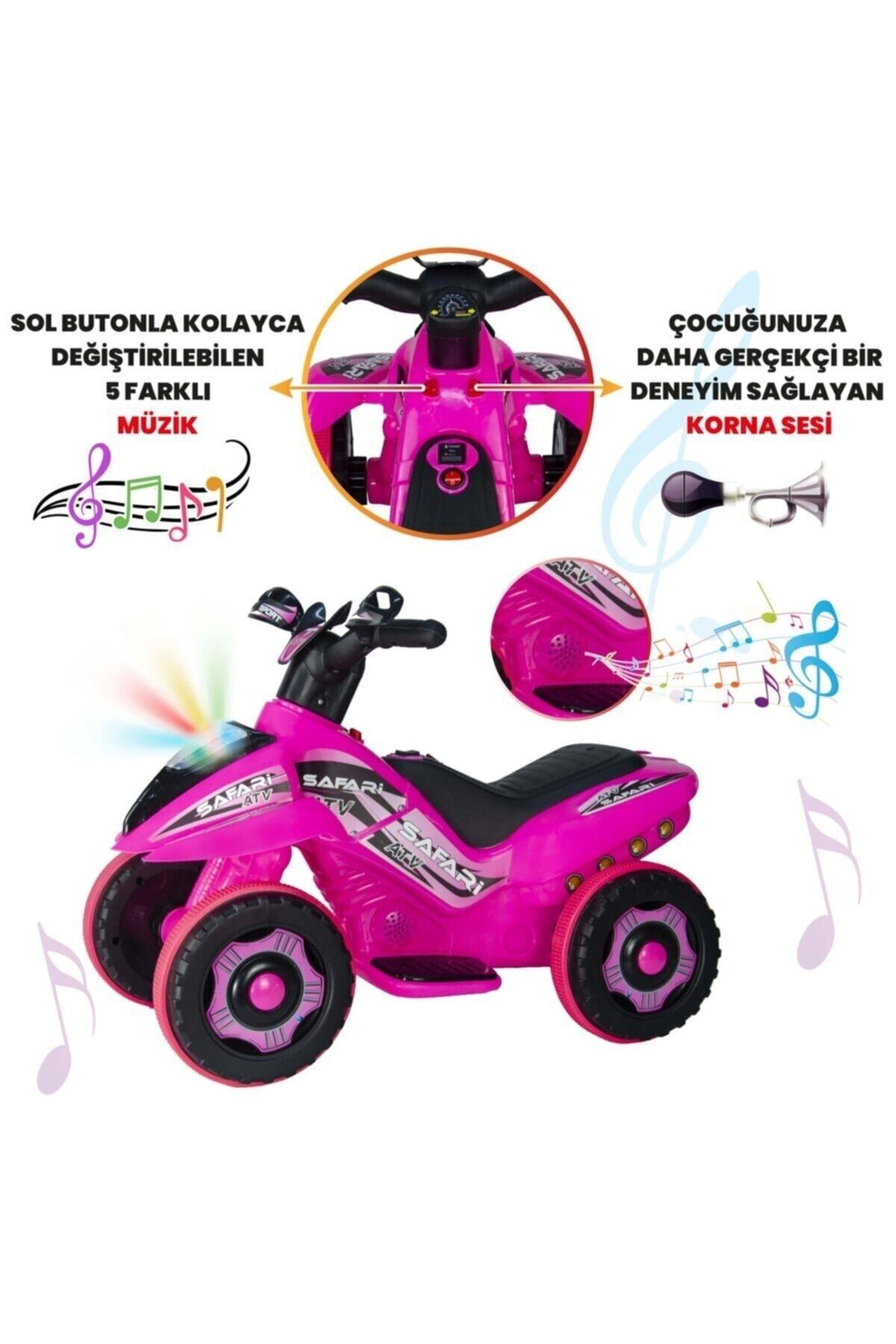 ujtoys Müzikli Ve Led Işıklı Safari Akülü Atv 6v-pembe Kumandalı fotoğrafı 6 (önizleme)