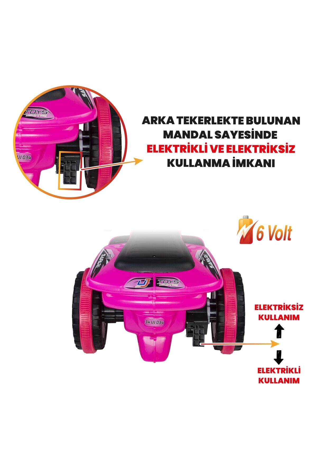 ujtoys Müzikli Ve Led Işıklı Safari Akülü Atv 6v-pembe Kumandalı fotoğrafı 3 (önizleme)