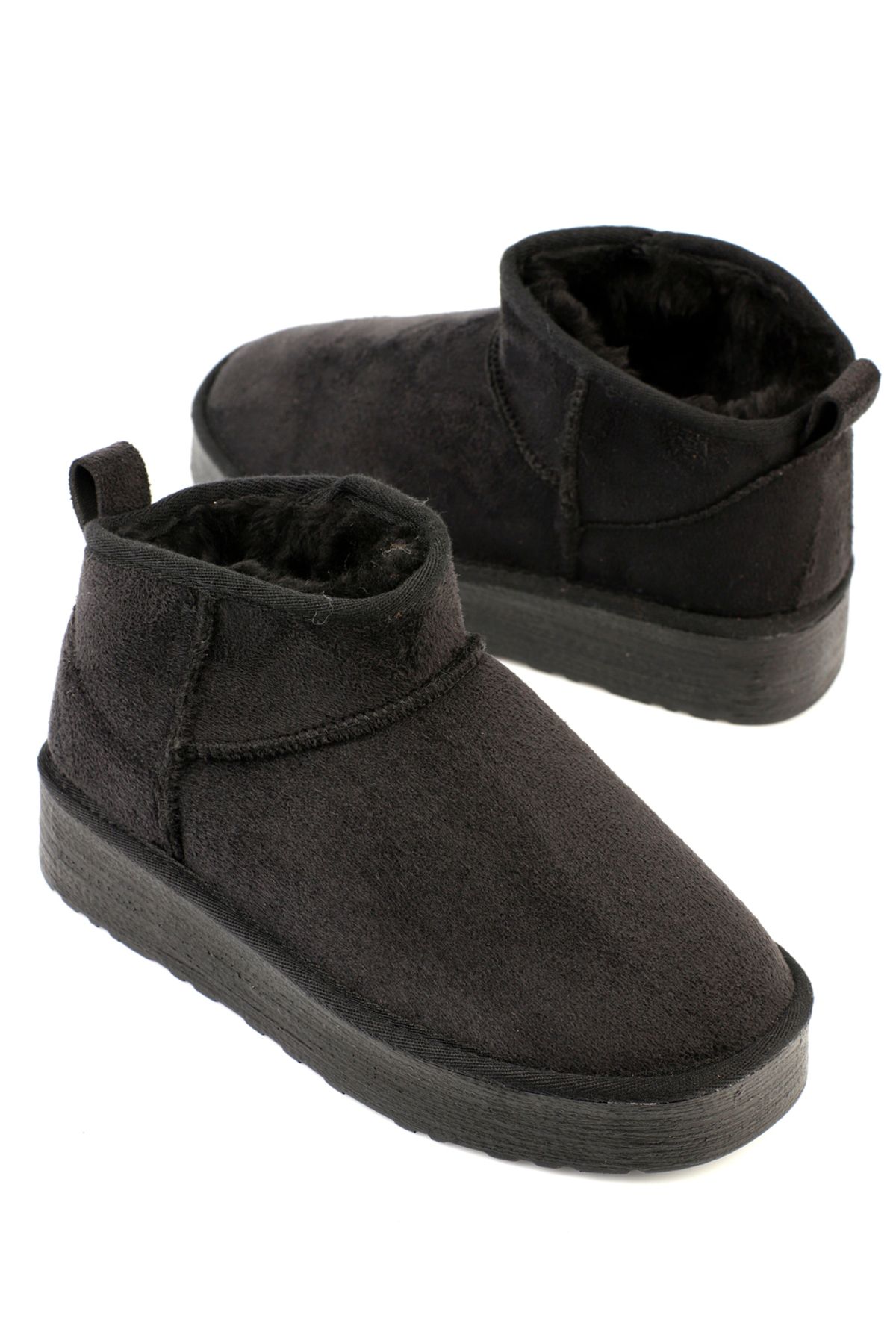 Capone Outfitters-Schwarze Wildleder-Stiefeletten mit dicker Sohle und runder Zehenpartie 4