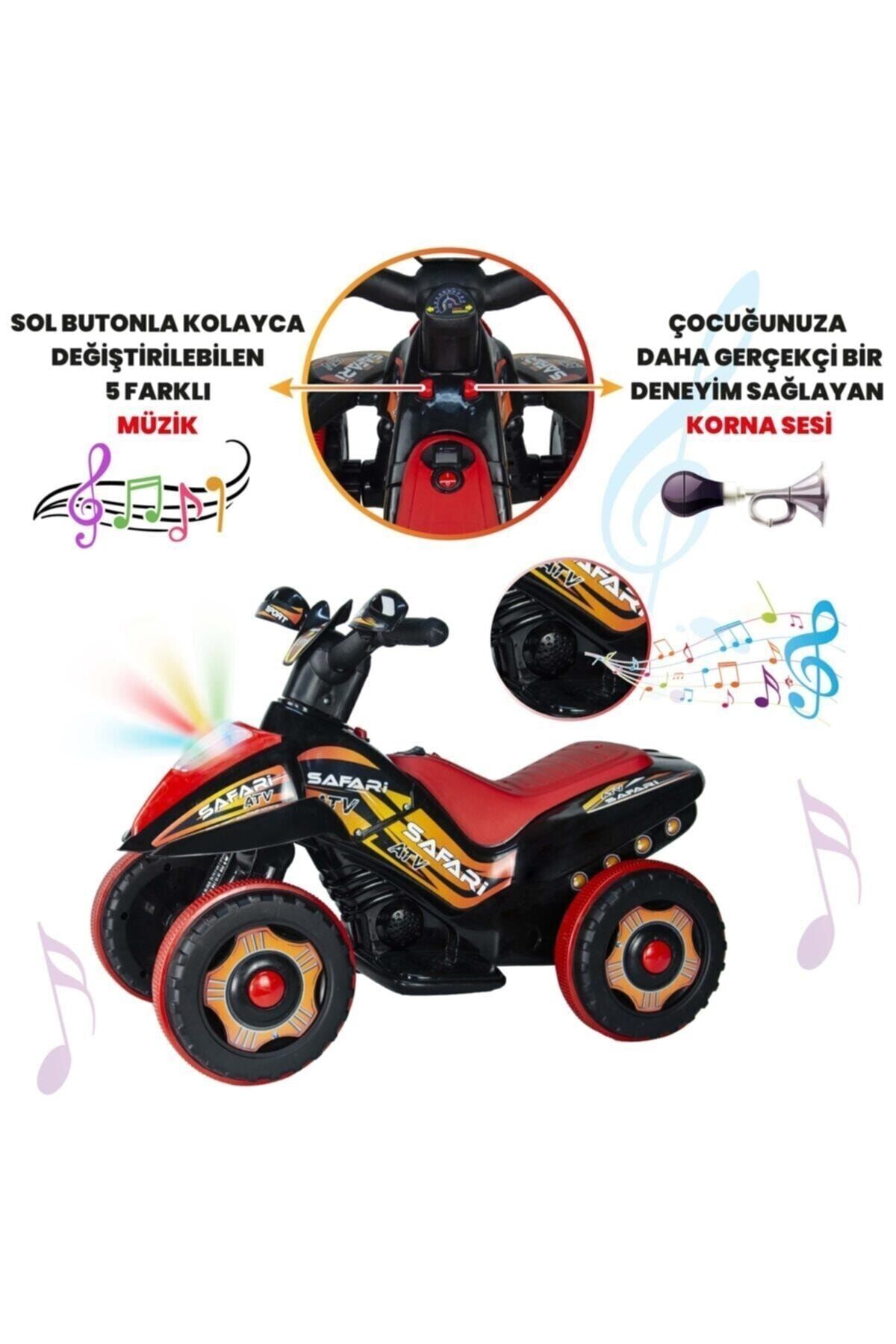 ujtoys Müzikli Ve Led Işıklı Akülü Kumandalı 6v Safari Atv Siyah fotoğrafı 4 (önizleme)