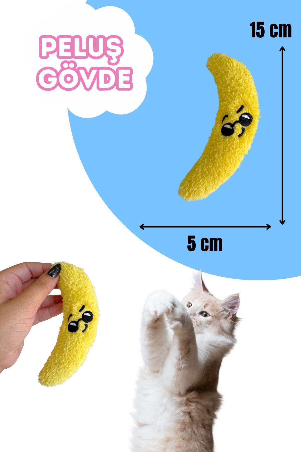 Miyav-Yellow Plush Banana Cat Toy - Cat Toys with Catnip and Herb 3
