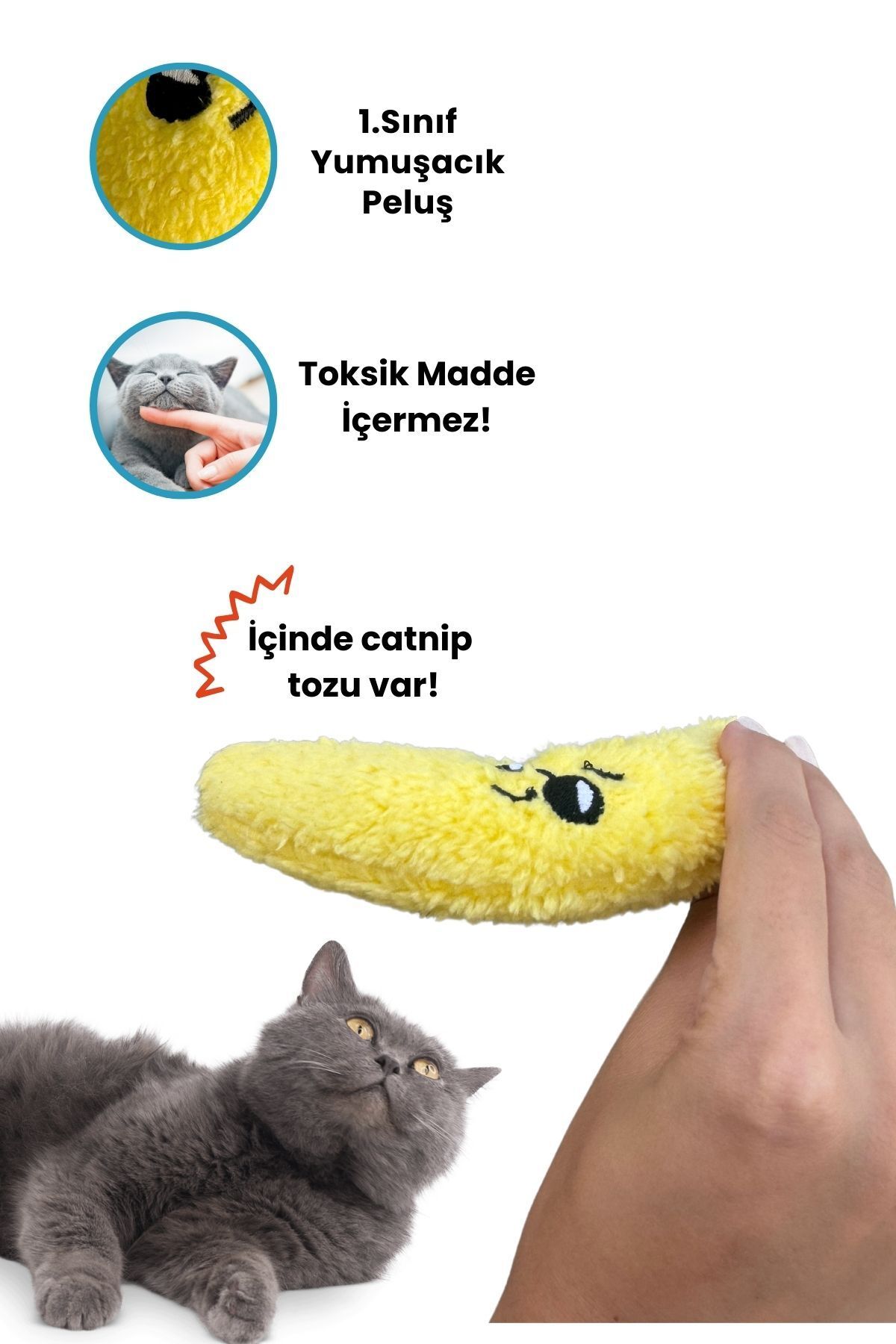 Miyav-Yellow Plush Banana Cat Toy - Cat Toys with Catnip and Herb 2