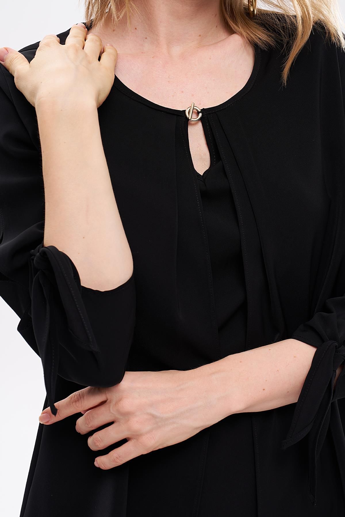 Journey-Blouse-O Neck, Front Pleat Detail, Sleeve Tie 5