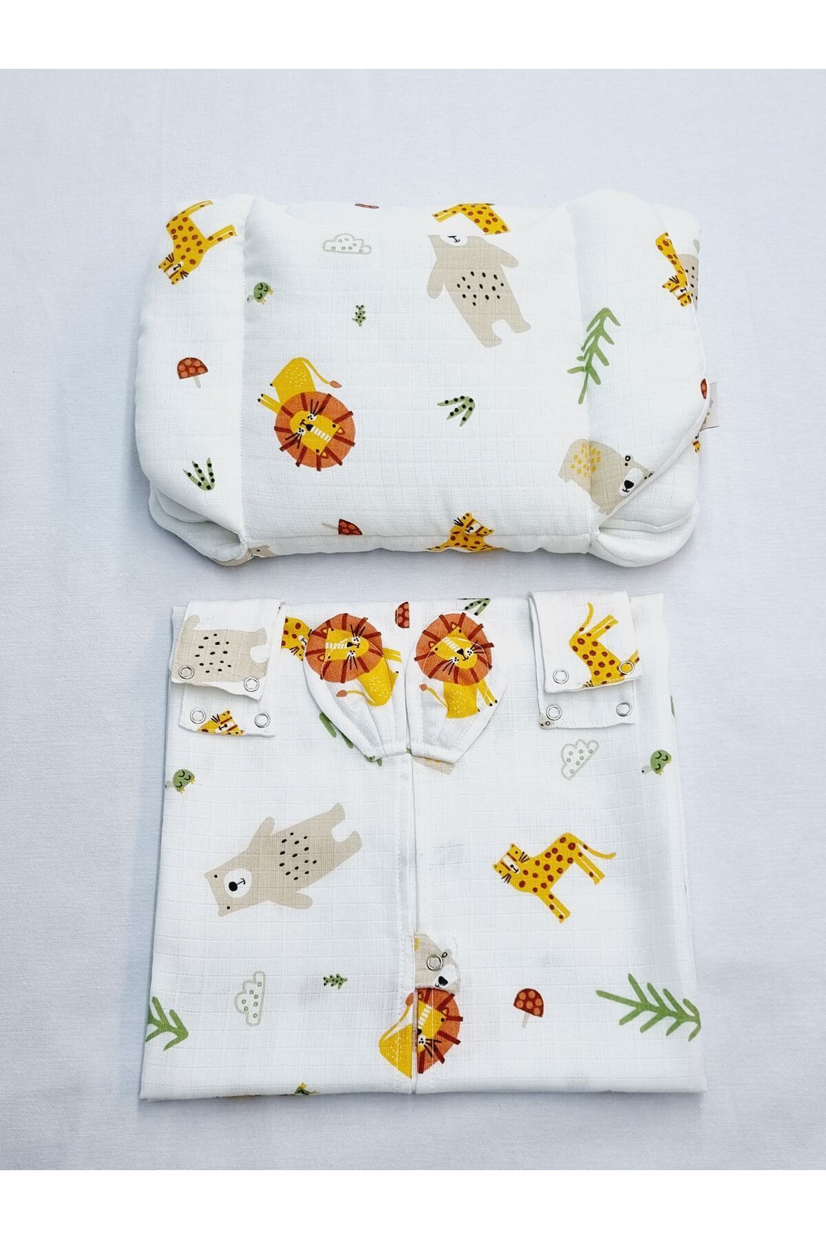 Yada Baby %100 Organik Pamuklu Kumaştan Müslin Tek Kat Minderli Puset Örtüsü Seti 90x110 Cm fotoğrafı 7 (önizleme)