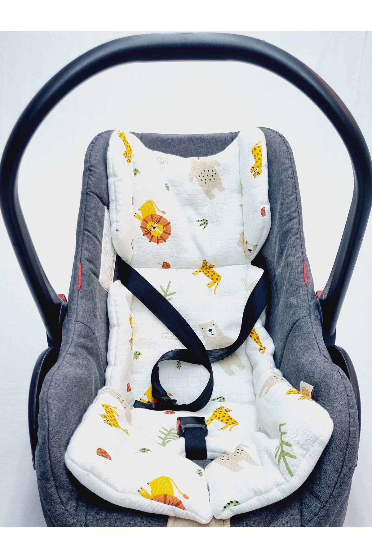 Yada Baby %100 Organik Pamuklu Kumaştan Müslin Tek Kat Minderli Puset Örtüsü Seti 90x110 Cm fotoğrafı 3 (önizleme)