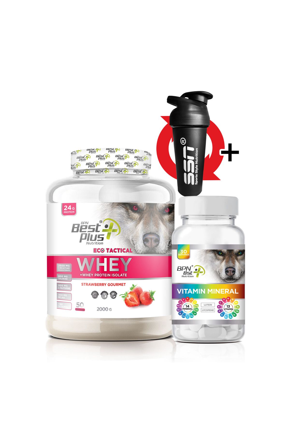 BPN Best Plus Nutrition Eco Tactical Kombinasyon Paketi (Whey Çilek Aromalı+Vitamin)