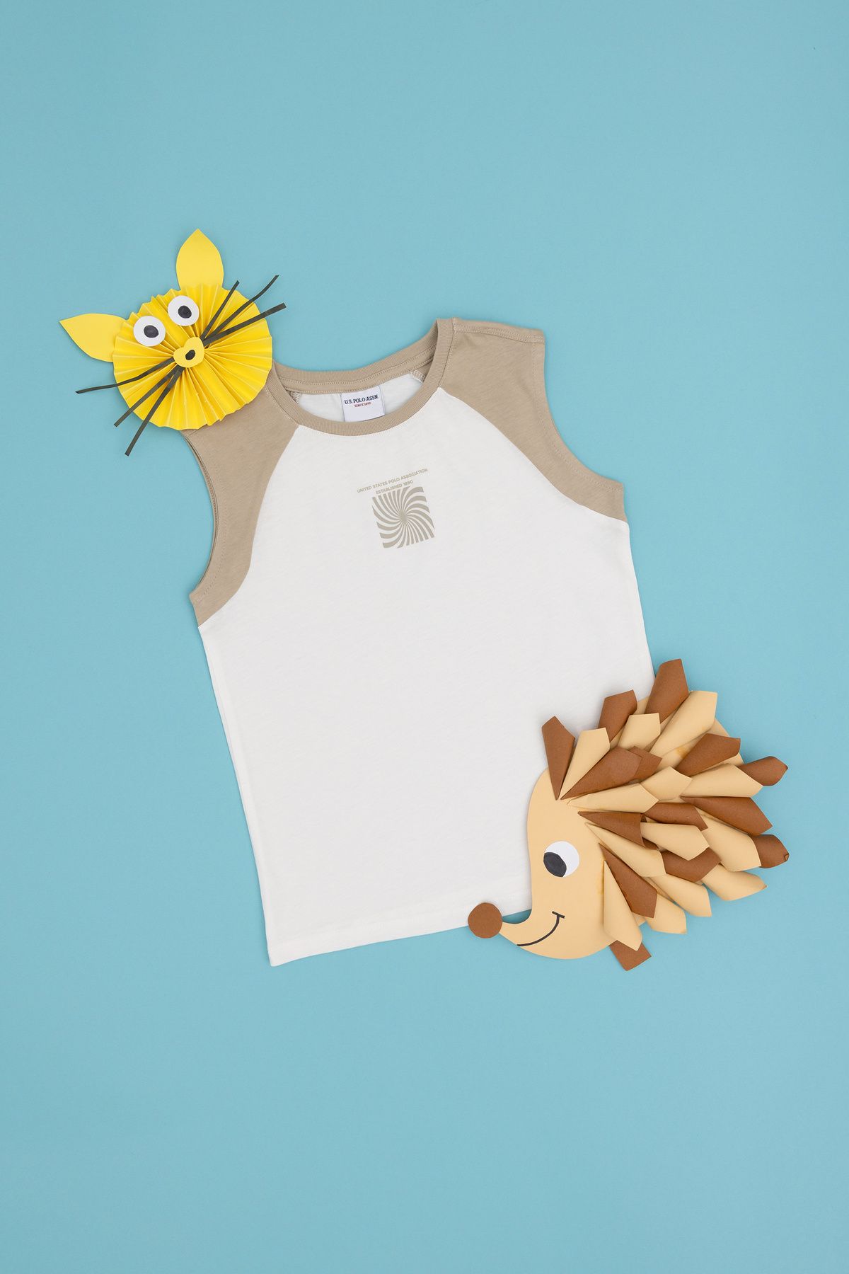 تی شرت یقه بدون آستین پسرانه اکرو 50281709-vr019 U.S. Polo Assn.