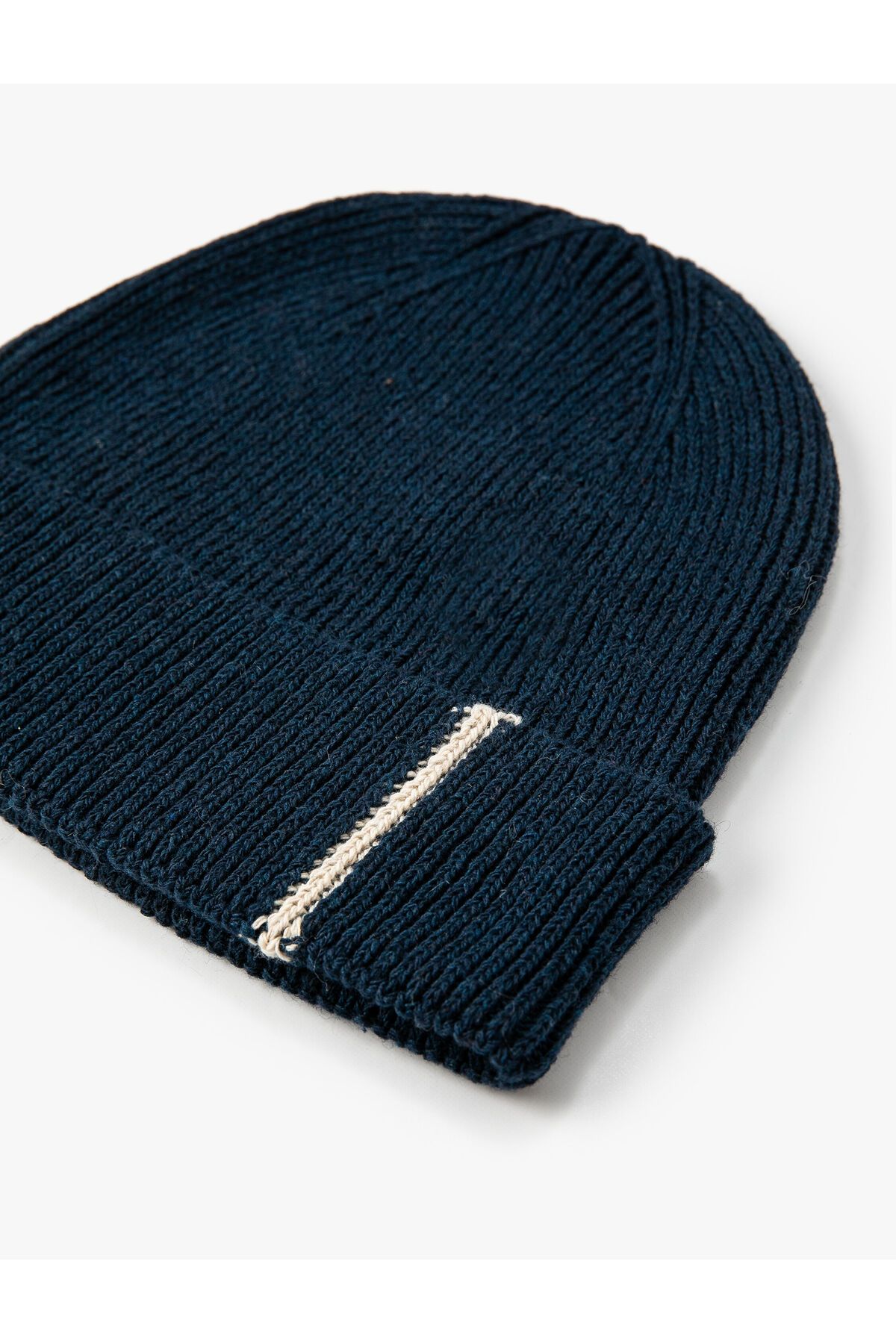 Koton-Basic Knitted Beret with Fold Detail and Stripe Pattern 3