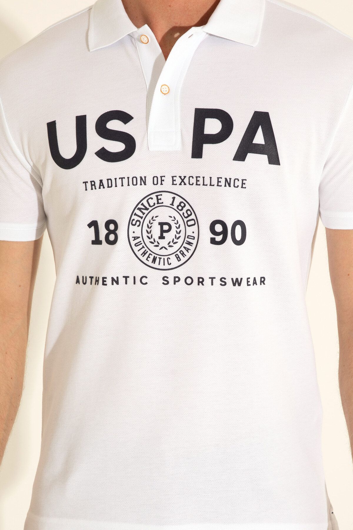 تی شرت یقه پولو سفید مردانه اورجینال U.S. Polo Assn.