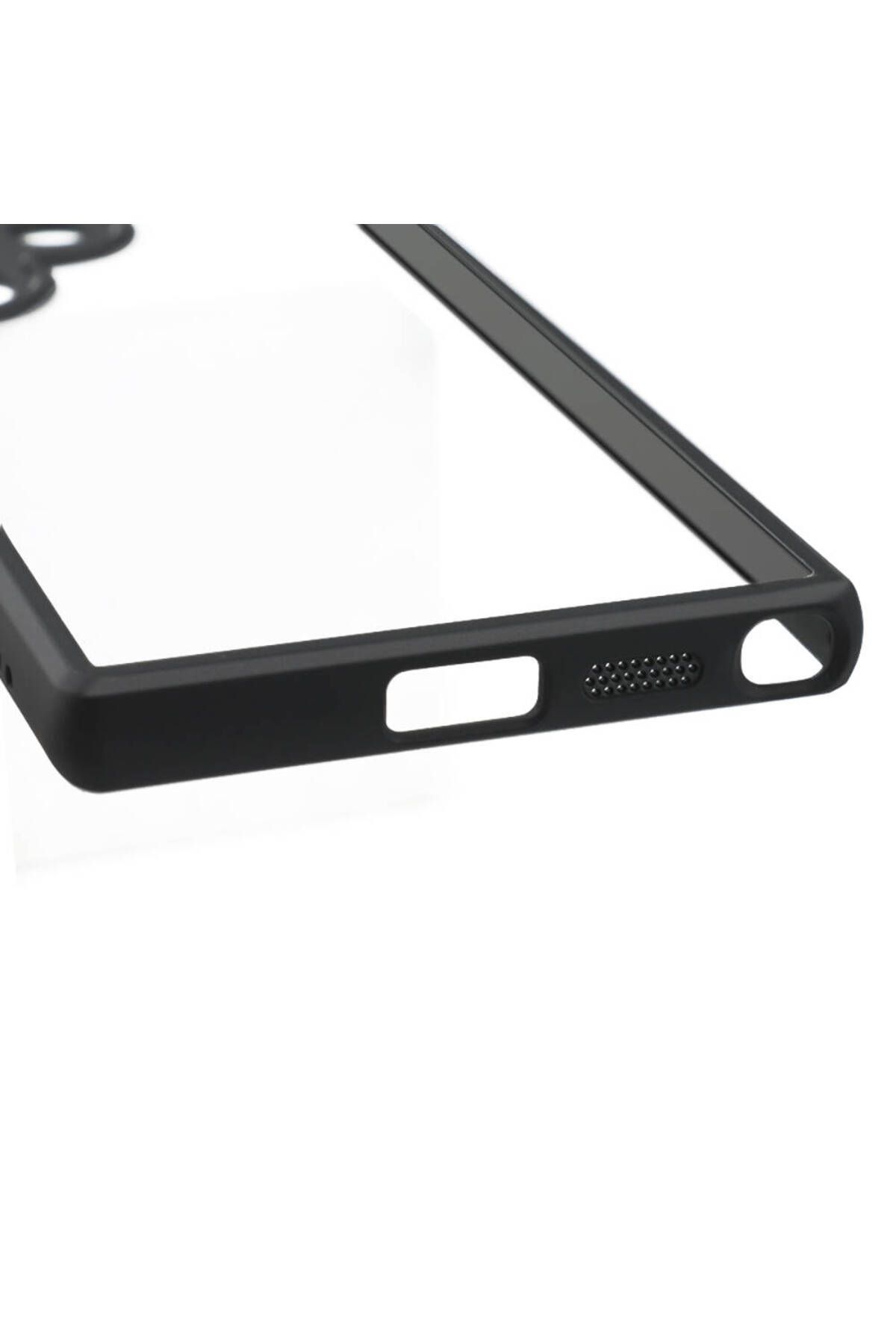 zore-حافظة لهاتف Galaxy S24 Ultra متوافقة مع الكاميرا وسطح خلفي شفاف Zore New Roll - أسود 6