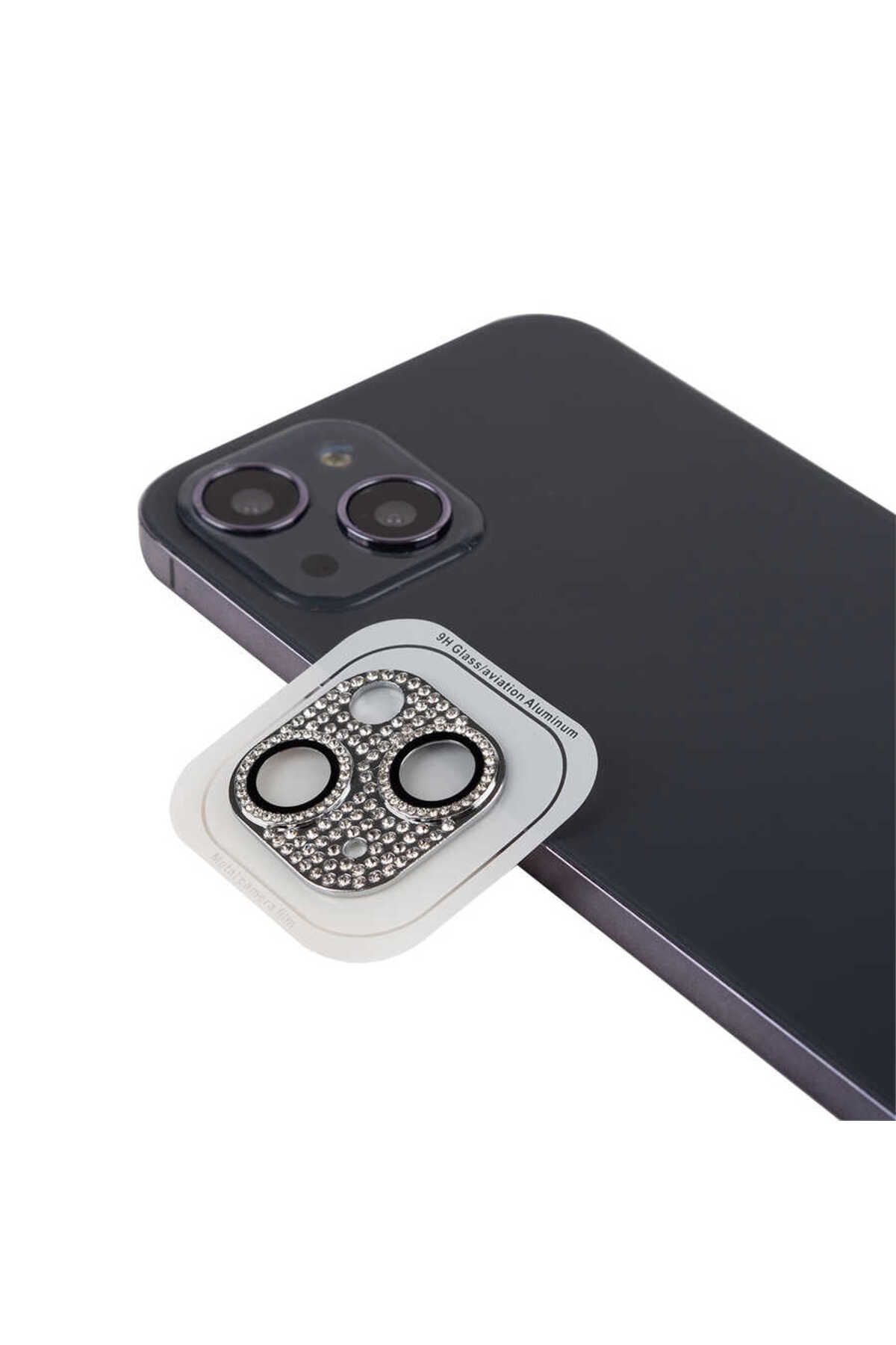 InnoCase iPhone 13 Uyumlu Zore CL-08 Kamera Koruyucu-Gümüş