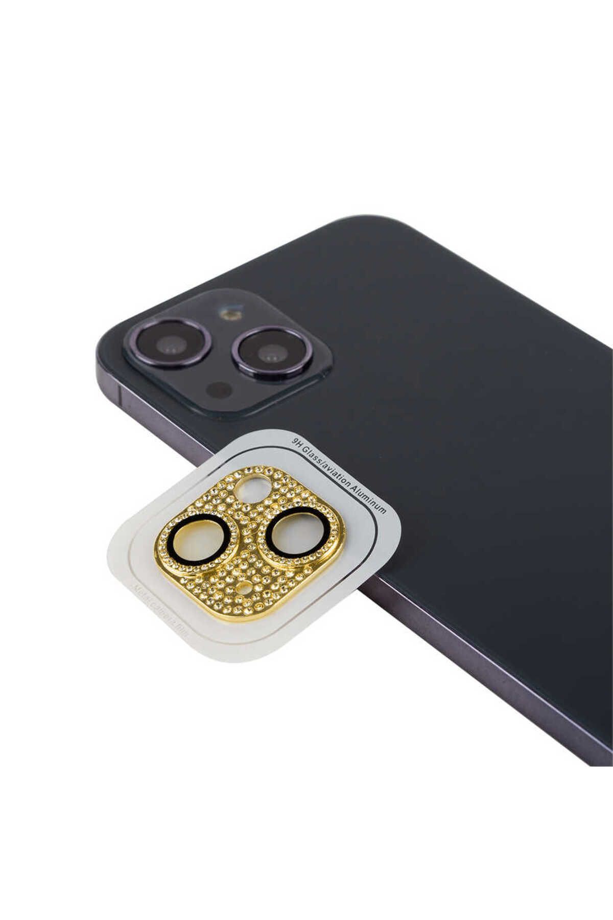 InnoCase iPhone 13 Mini Uyumlu Zore CL-08 Kamera Koruyucu-Gold