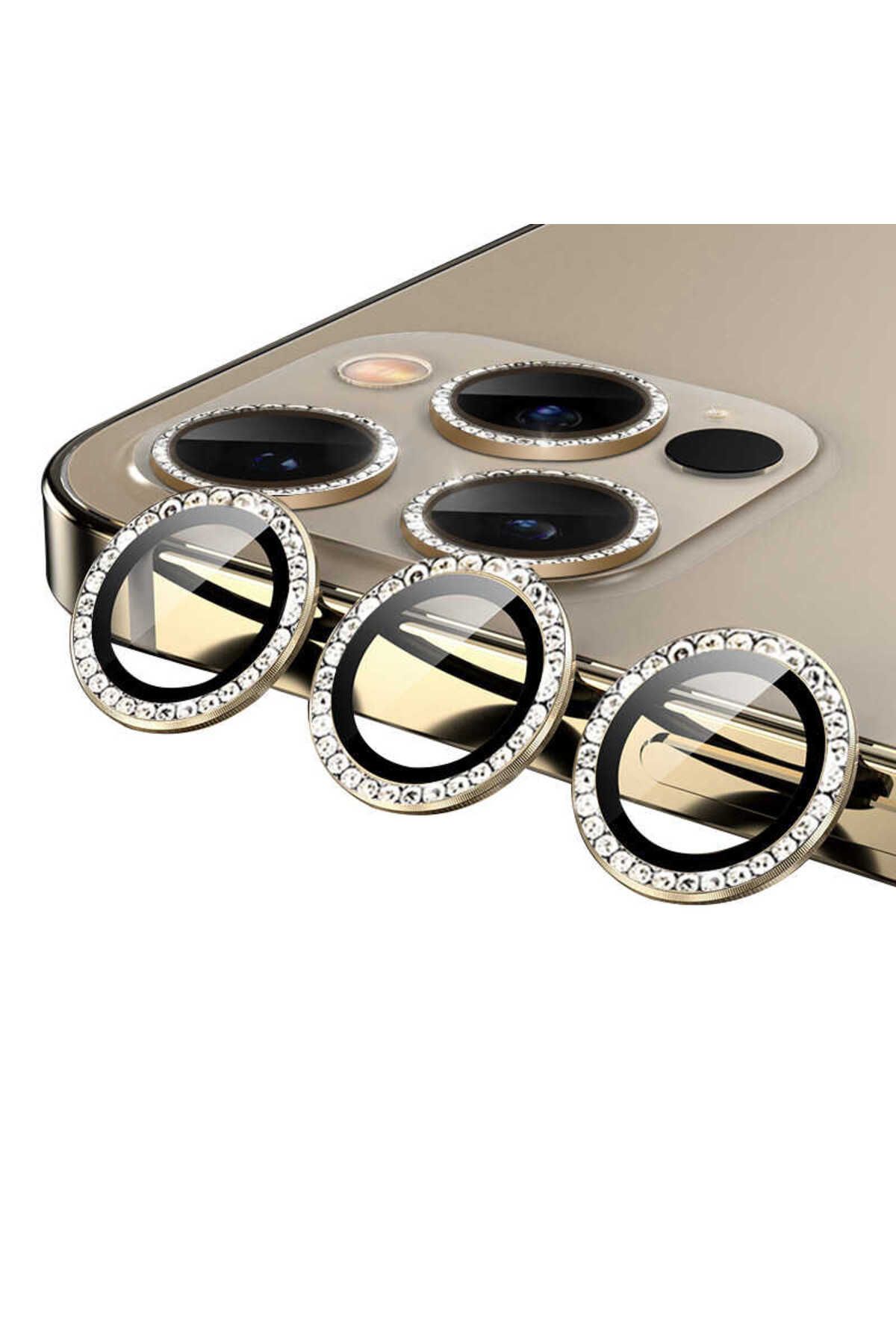 szr store iPhone 12 Pro Uyumlu Zore CL-06 Kamera Koruyucu-Gold