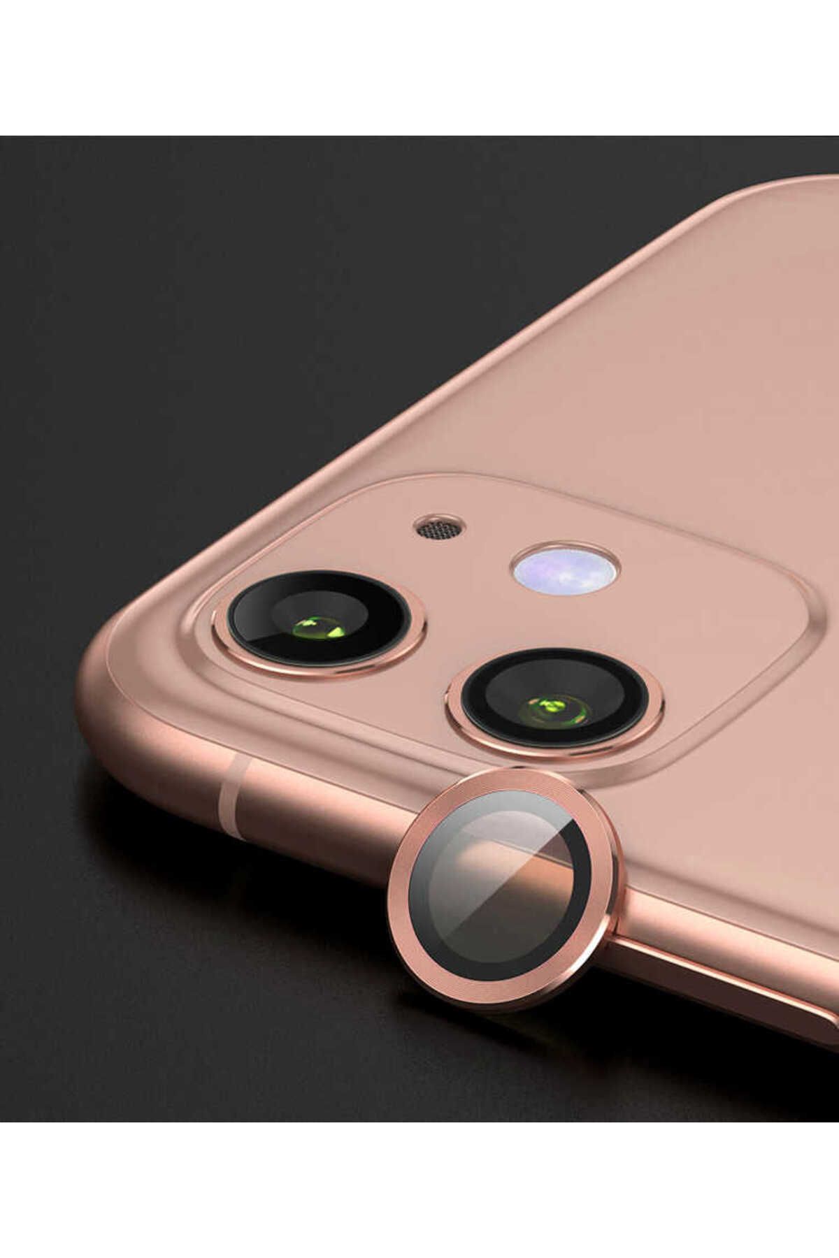 InnoCase iPhone 11 Uyumlu Zore CL-07 Kamera Koruyucu-Rose Gold