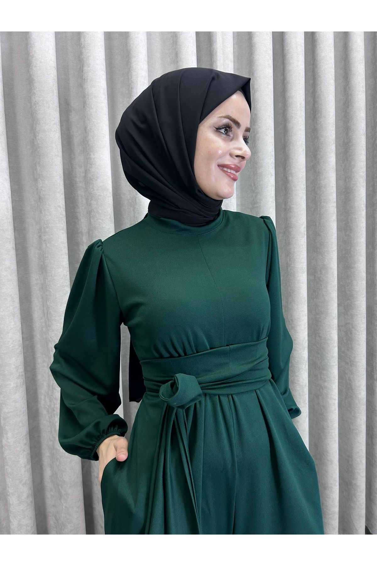 Tarzım Tuba-Wide Belt Wrapped Hijab Jumpsuit 4