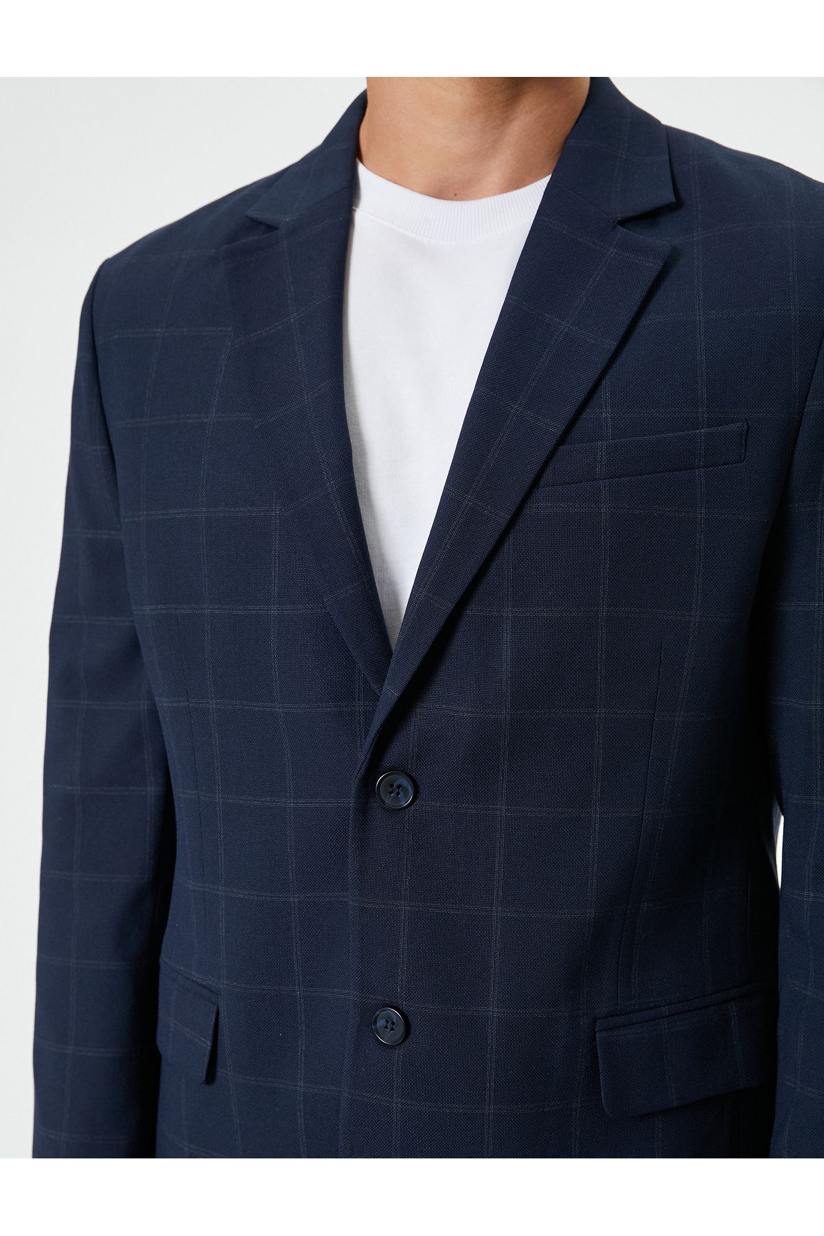 Koton-PlaiD PatterneD Blazer Jacket - Pockets anD Buttons, Regular Fit 5