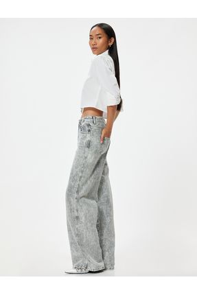 Koton Geniş Paça Kot Pantolon Standart Bel Pamuklu - Wide Leg Jeans