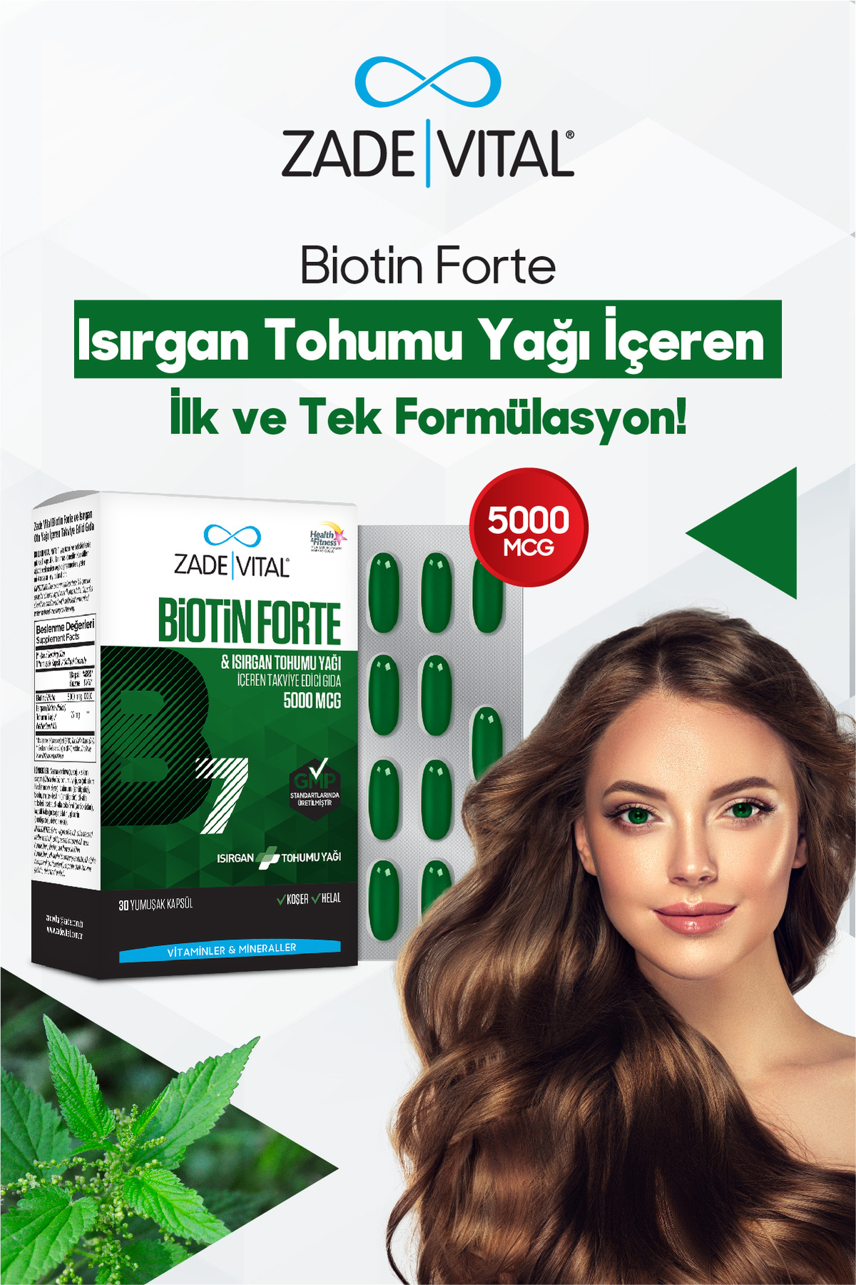 Zade Vital Biotin Forte 5000 Mg 30 Yumuşak Kapsül - Fiyatı, Yorumları