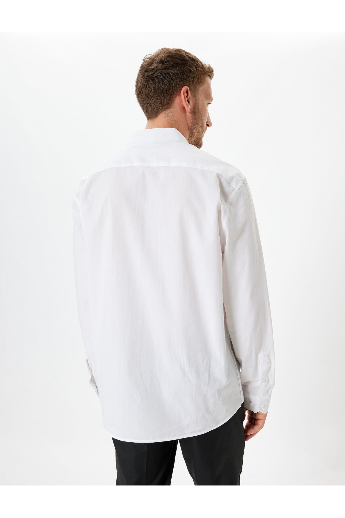Koton-Long Sleeve Cotton Slim Fit Shirt 4