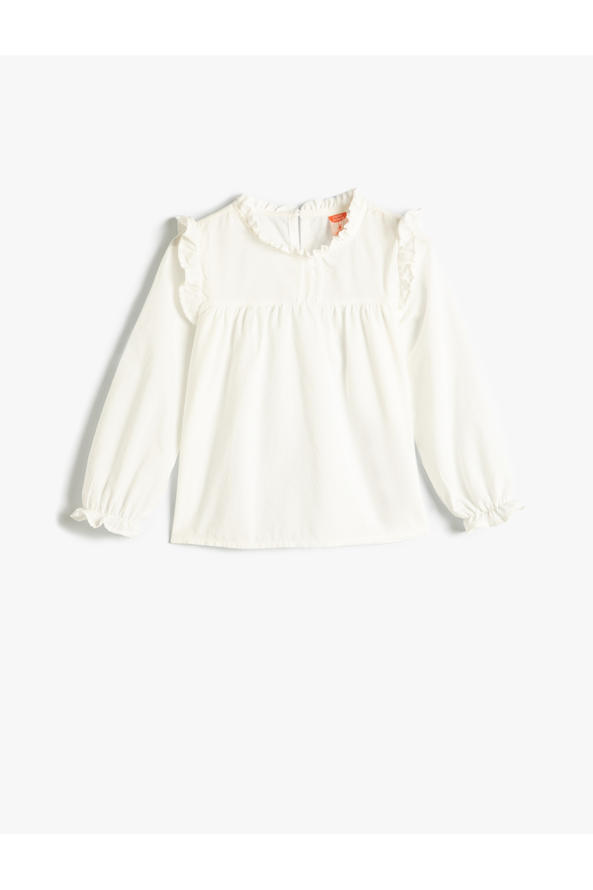 Koton Gömlek Uzun Kollu Fırfırlı Yuvarlak Yaka Arkası Düğmeli fotoğrafı 2 (önizleme)