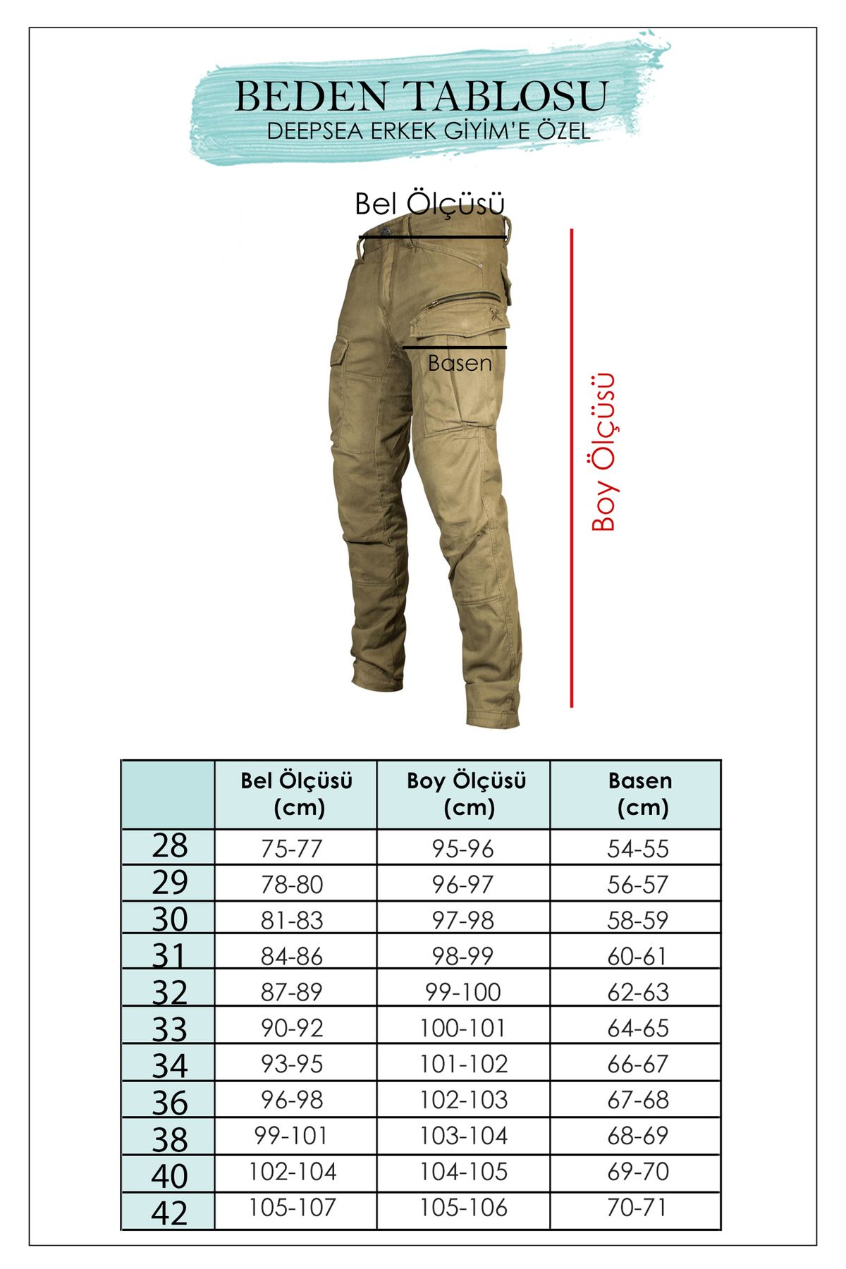 DeepSEA-Men's Water Green Cargo Pants with Elastic Waist 1601569 3