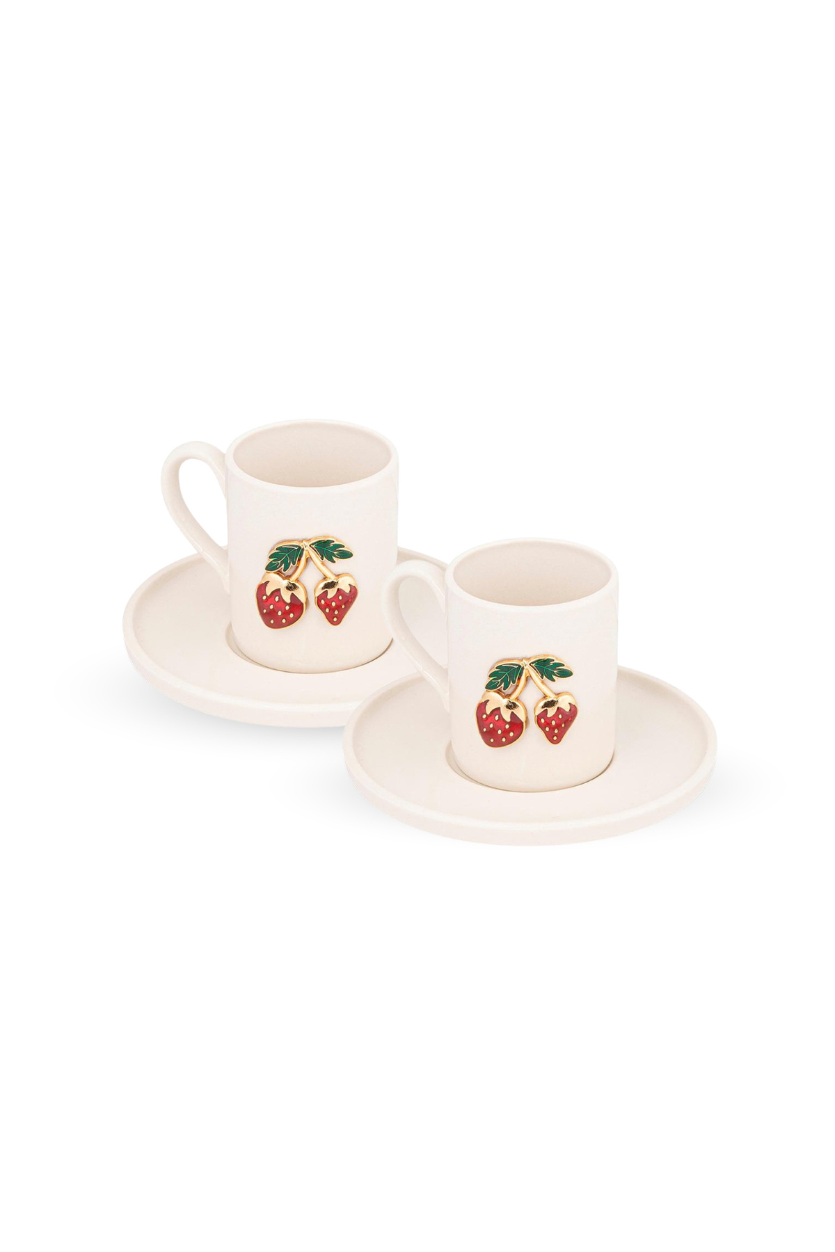PORCELAIN COFFEE SET FOR 2 WITH STRAWBERRY ACCESSORY