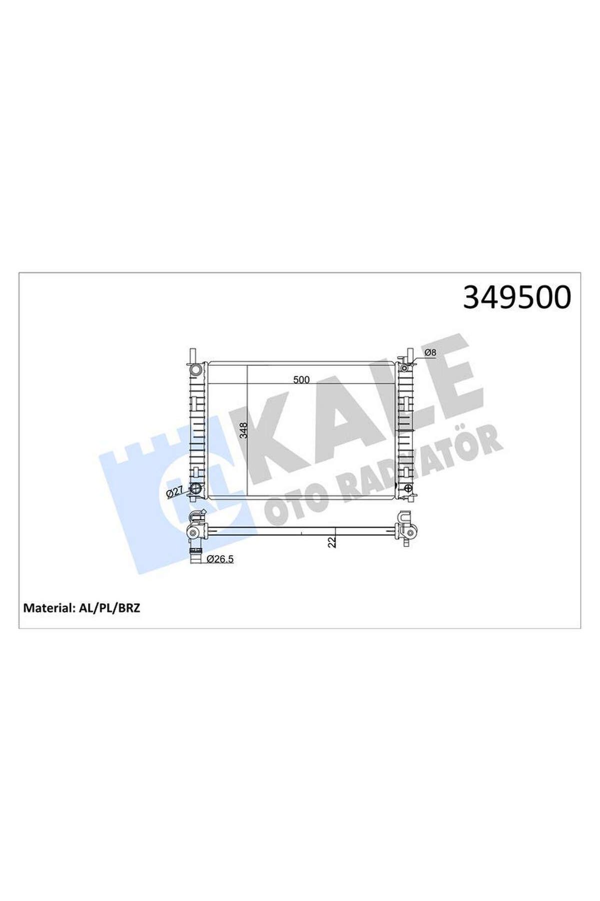 KALE RADYATÖR FIESTA FUSION 1.4TDCİ 02-06 500x354x20 AL-PL-BRZ 550134