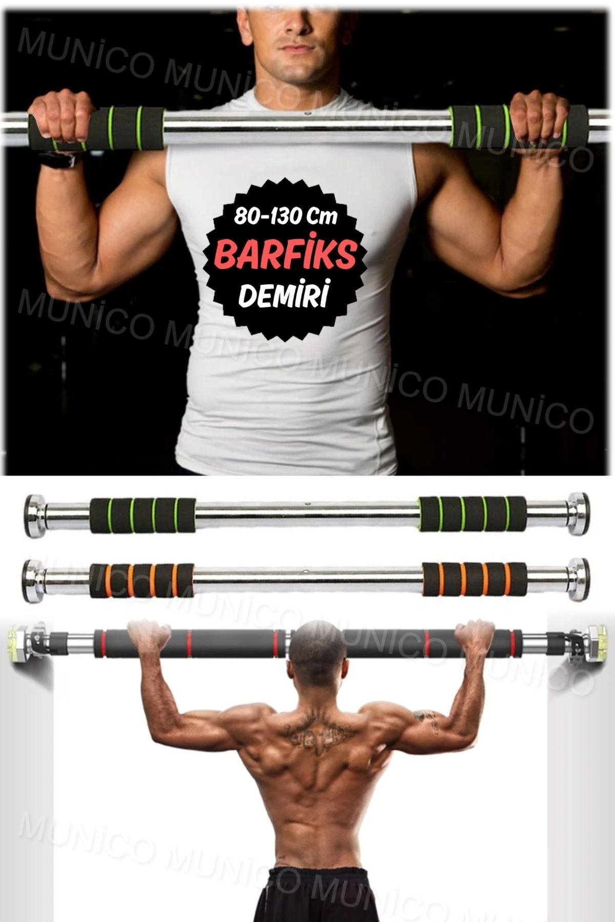 Gaggani 80-130 Cm Ayarlanabilir Barfiks Çekme Demiri Barfiks Aleti Barfix Spor Aleti Demiri Barfiks Kaliteli