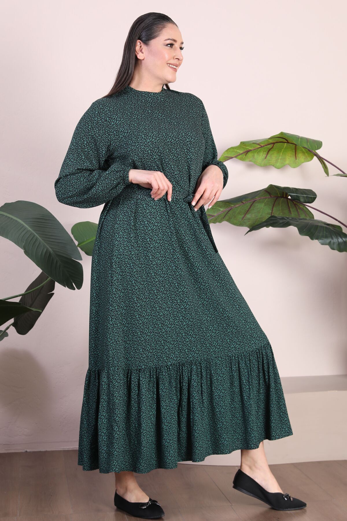 Ferace-Îmbrăcăminte pentru femei Hijab Rochie Îmbrăcăminte mărime mare Guler dominant Rochie cu model crocant 8